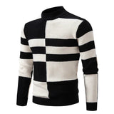 Enzo – strickpullover mit grafischem blockmuster für herren – Schwarz/Weiß