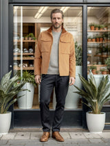 Herren elegante Arbeitsjacke mit praktischen Taschen und modernem Stehkragen Aliams – Khaki
