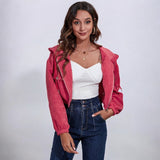 Aletta Gekürzter Cord-Hoodie – Dunkelrosa