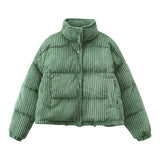Hochwertige cord-winterjacke für damen – Grün