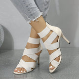 Damen High-Heel-Sandaletten mit eleganten Riemen und komfortablem Plateau Drune – Off-White