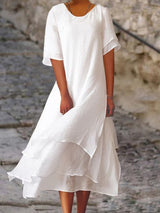Hermine - Elegantes Schichtenkleid – Weiß (Fast ausverkauft)