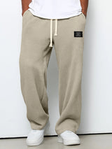 Herren nan lässige Waffelstrick Loungehose mit Kordelzug und geradem Schnitt Drune – Khaki