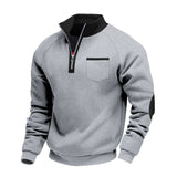 Eoghan – Fleece-Sweatshirt Mit Viertelreißverschluss – Hellgrau