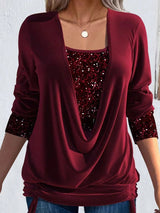 Ariellea - Soft-Touch-Bluse mit Drapierung – Burgunder