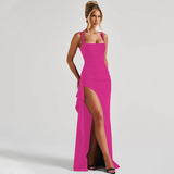 MARILYN™ - Schickes Maxikleid mit Offenem Rücken für Formelle Anlässe – Rosenrot