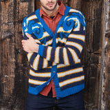 Herren gemusterter Strickpullover mit kreativem Design Aliams – Blau