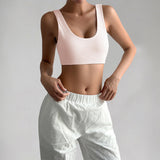 Damen Sport-Bustier mit bequemen breiten Trägern und elastischem Schnitt Drune – Rosa