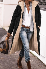 Stilvoller langer Mantel für Damen, Teddy Coat – Schwarz