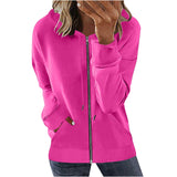 Damen nan Kapuzenjacke mit durchgehendem Reißverschluss, Kängurutaschen und elastischen Bündchen Drune – Fuchsia