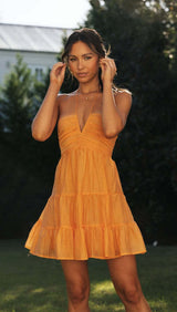 Nele | Sommerliches Babydoll-Kleid – Leichte Eleganz für sonnige Tage – Orange