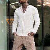 Herren lässiger Strickpulli mit Reißverschluss Aliams – Weiß