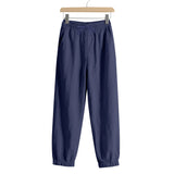 Damen nan relaxed-fit Haremshose aus Leinenmix mit Tunnelzugbund und elastischen Knöchelbündchen Drune – Navyblau