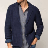 Herren Strickblazer mit strukturiertem Design und praktischen Taschen Aliams – Dunkelblau