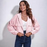Aletta Gekürzter Cord-Hoodie – Rosa