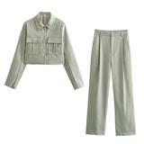 Damen Set | Zweiteilige Ausführung mit hoher Taille – Grün
