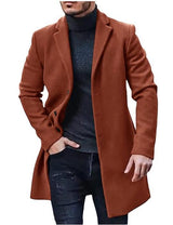Herren eleganter Langmantel mit modernem Schnitt und hochwertigem Innenfutter Aliams – Karamell