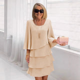 Margaux | Elegantes Midi-Kleid mit Rüschen – Beige