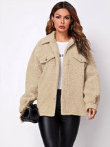 Damenjacke | Jackenform mit Kragen und Taschenanordnung – Creme