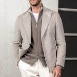 Herren eleganter Cord-Blazer mit integriertem Strickpullover Aliams – Grau