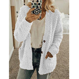 Teddy Damen Fleecejacke Mit Kapuze | Flauschiger Wintermantel – Weiß