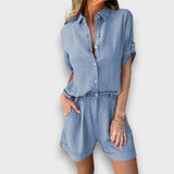 Pauline – Sommerlicher Zweiteiler mit zeitloser Eleganz – Blau
