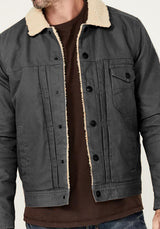 Herren Fleece gefütterte Bikerjacke Aliams – Dunkelgrau