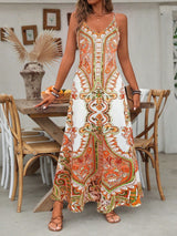 Zara | Damen Maxi-Kleid Träger Mandala-Druck Boho Sommer – Orange