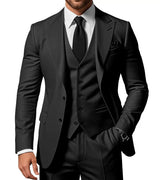 Herren Anzug | dreiteiliges Set mit Jacke Weste und Hose – Schwarz