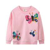 Mädchen Sweatshirt mit bunten Schmetterlings-Stickereien Drune – Grün