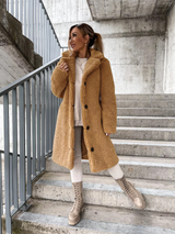 Damen Winter Teddy Mantel | Lang – Beige