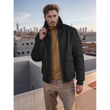 Herren modische Bomberjacke mit weichem Teddyfellkragen Aliams – Schwarz
