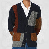 Herren Strickjacke mit Mehrfarbenmuster und praktischen Taschen Aliams – Dunkelblau