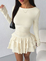 Sorenelle – Stilvolles, lässiges Minikleid – Beige