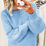 Kuscheliger Strickpullover für Damen | Langärmlig – Himmelblau