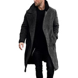 Herren eleganter Wollmantel mit klassischem Revers und doppelter Knopfleiste Aliams – Dunkelgrau