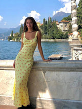 Arletty – Bezauberndes Maxikleid mit Blumenmuster – Gelb