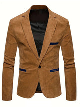 Herren modischer Wildlederblazer mit strukturierter Oberfläche Aliams – Camel