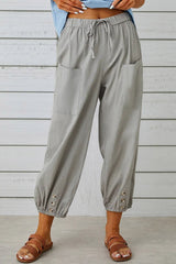 Tracy - Modische Haremshose mit Knopfdetail für einen trendigen Look – Grau