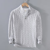 Baumwolle - herren-pullover mit halbem reibverschluss – Grau