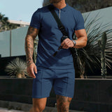 Kilian Polo mit Reißverschluss und Shorts Set – Dunkelblau