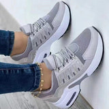 Damen Sportliche Keilabsatzschuhe - Atmungsaktive Sneakers für Alltag und leichte Übungen – Grau