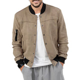 Herren stylische Wildlederjacke mit praktischen Reißverschlusstaschen Aliams – Vintagebraun