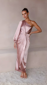 Beric | Satin-Maxi-Kleid – Aprikose
