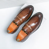Uvynn | Neue Halbschuhe mit niedrigem Absatz ohne Schnürsenkel mit Schuhüberzug für Männer – Braun