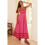 Maxikleid für Frauen mit Boho-Schrägstrich-Stil - Lumeyna – Rosa
