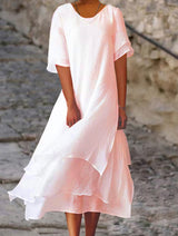 Hermine - Elegantes Schichtenkleid – Hellrosa
