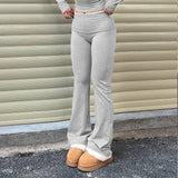 Damen Loungehose im eleganten Flared-Look mit weichem Futter Drune – Grau
