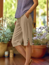 Fenja | Bequeme Bermuda mit Details – Dunkelgrün