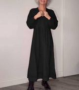 Teresa - Langes Maxikleid mit langen Ärmeln und minimalistischem Stil – Schwarz